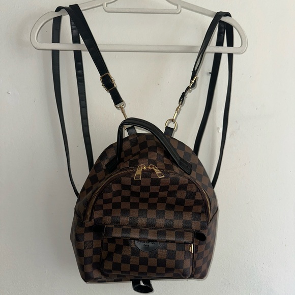 brown checkered mini backpack The Iris (#9013) Portable Lightweight and Durable Materi  Iris & Rainbow Boutique This piece seamlessly blends vintage charm with modern functionality WEVIBOFU Black Brown Checkered Women